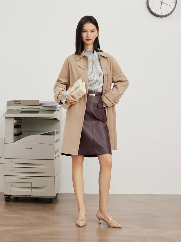 PU Leather High-Waisted Mini Skirt | Wine Red