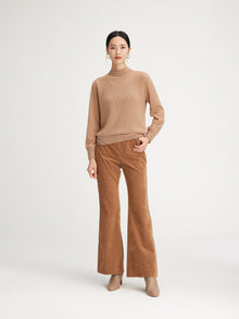 Chimney Collar Cashmere Knit Top | Camel