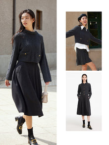 Wool Plaid Skirt | Navy
