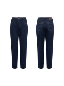 Turn-Up Contrast Trim Cropped Jeans | Blue