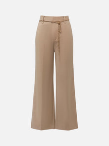 Wool Wide-Leg Office Pants | Khaki