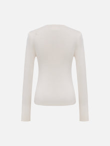 Slim Fit Round Neck Knit Sweater | White