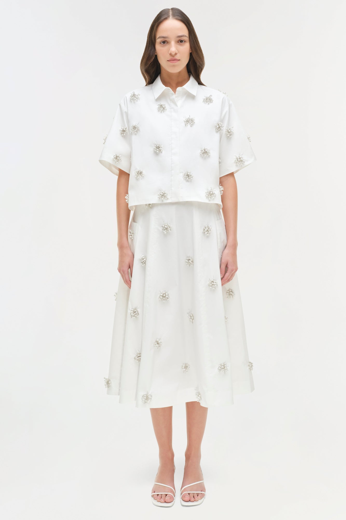 Womens | Cosmo Embellished Camp Shirt | White