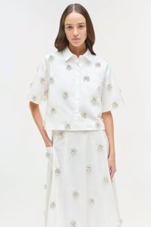 Womens | Cosmo Embellished Camp Shirt | White