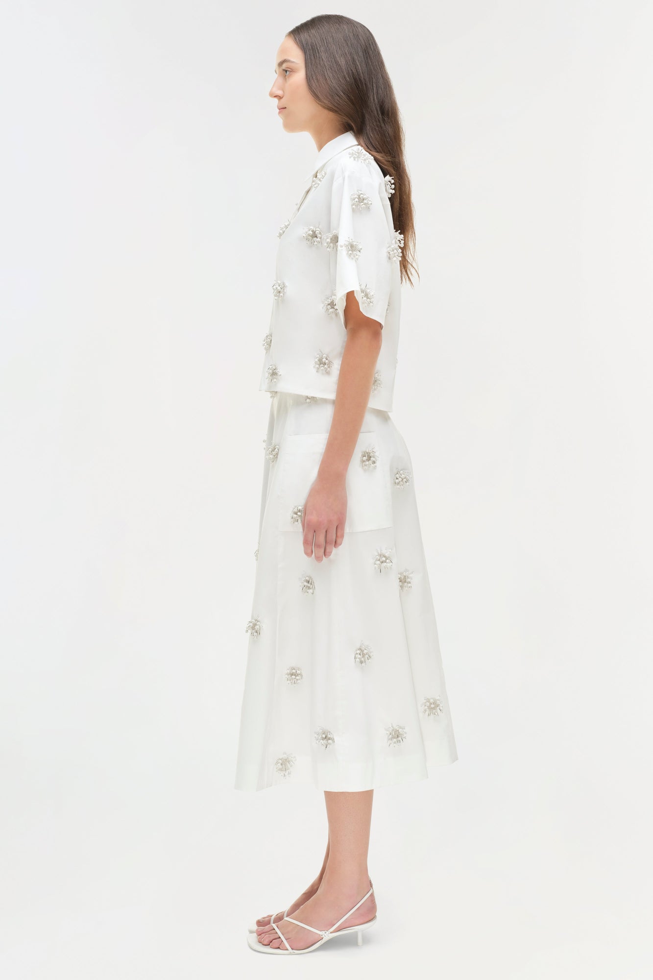 Womens | Cosmo Embellished Camp Shirt | White