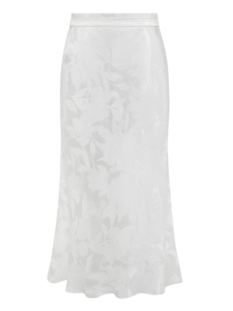 Mermaid Hem Floral Dress | White