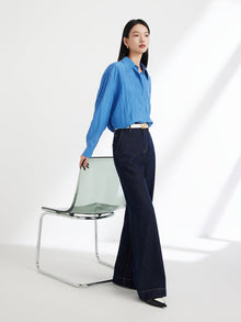 Textured Silk Blouse | Blue