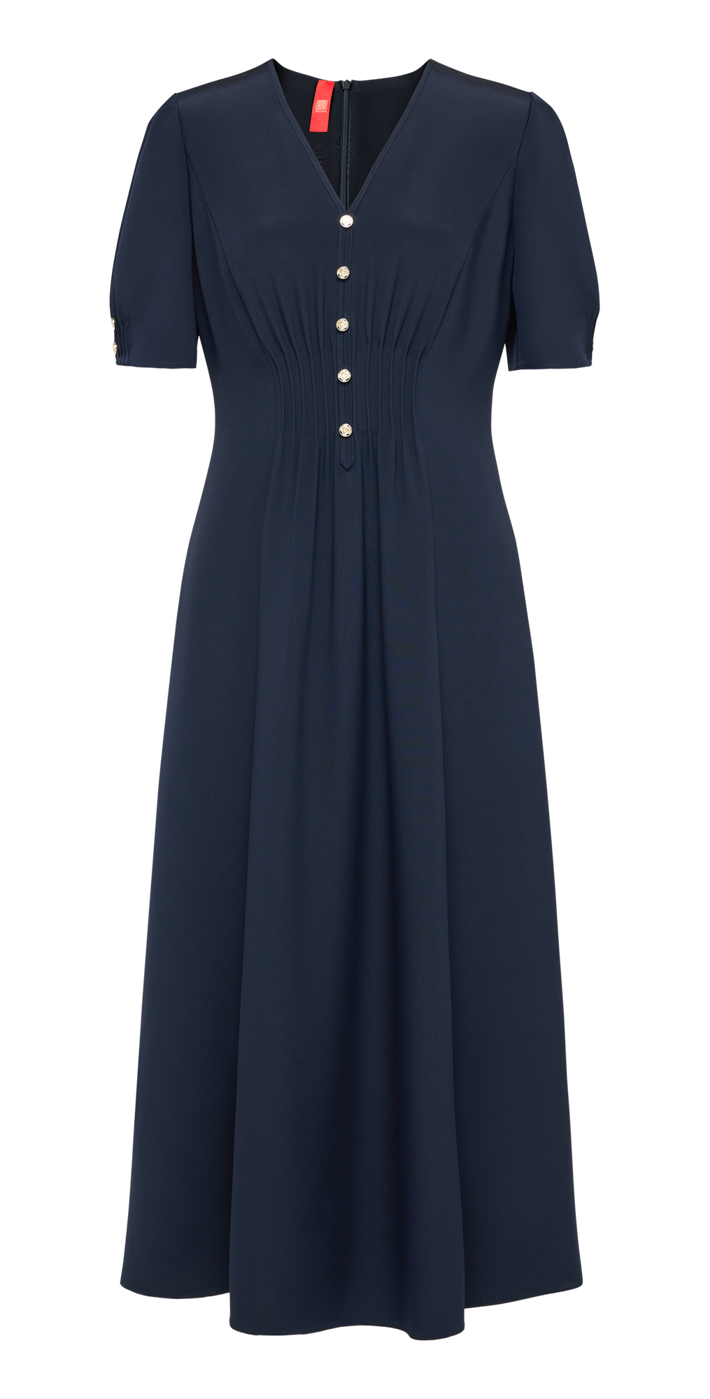 Silk V-Neck Dress | Navy
