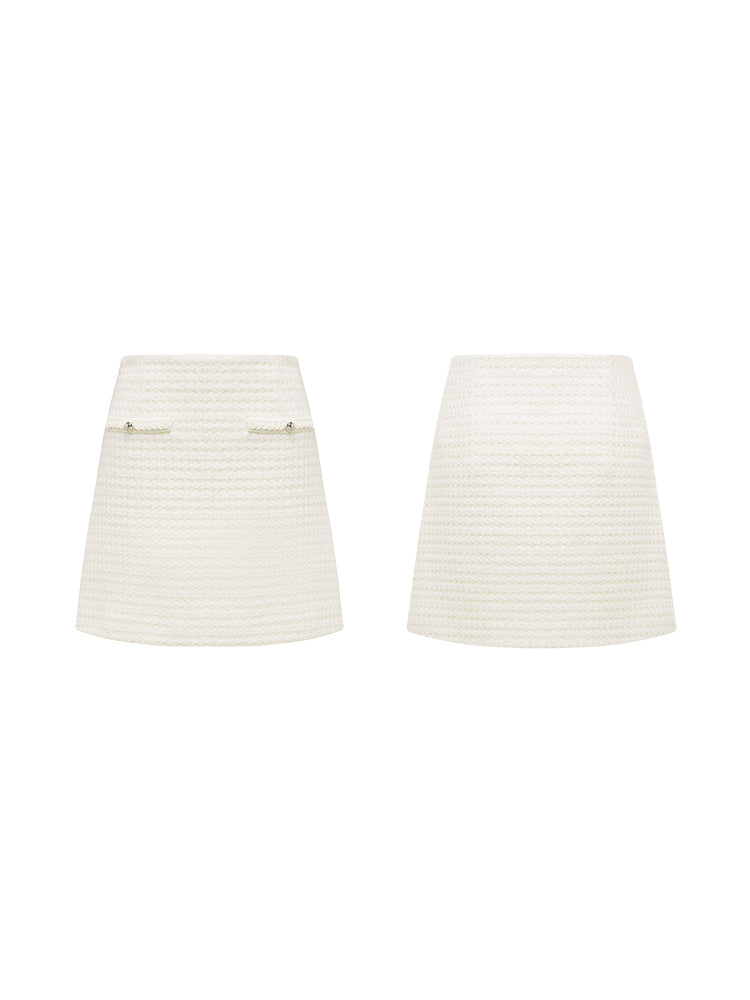 Woolen Parisian-Style Skirt | White