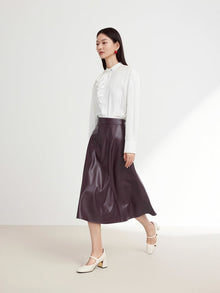 Leather A-Line Skirt | Wine Red