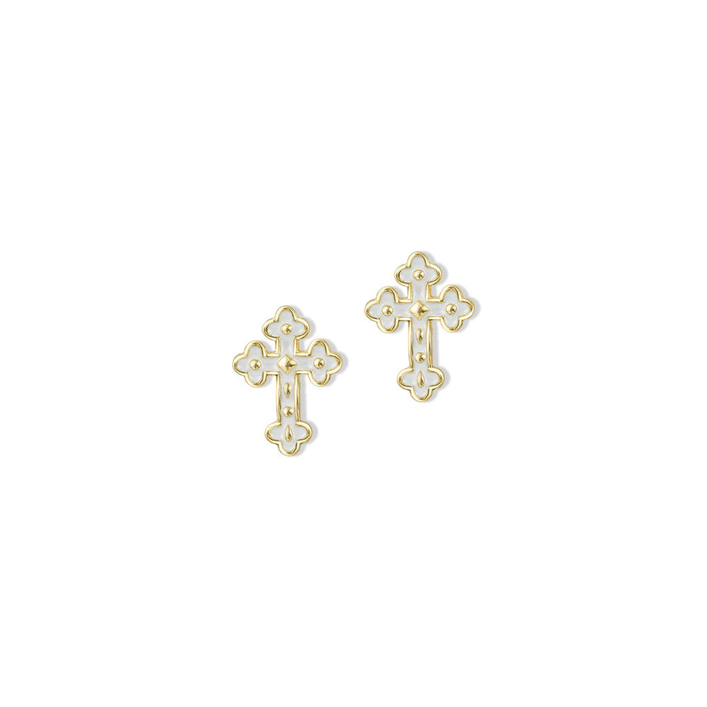 Enamel Cross Stud Earrings | 18K Gold-Plated Sterling Silver