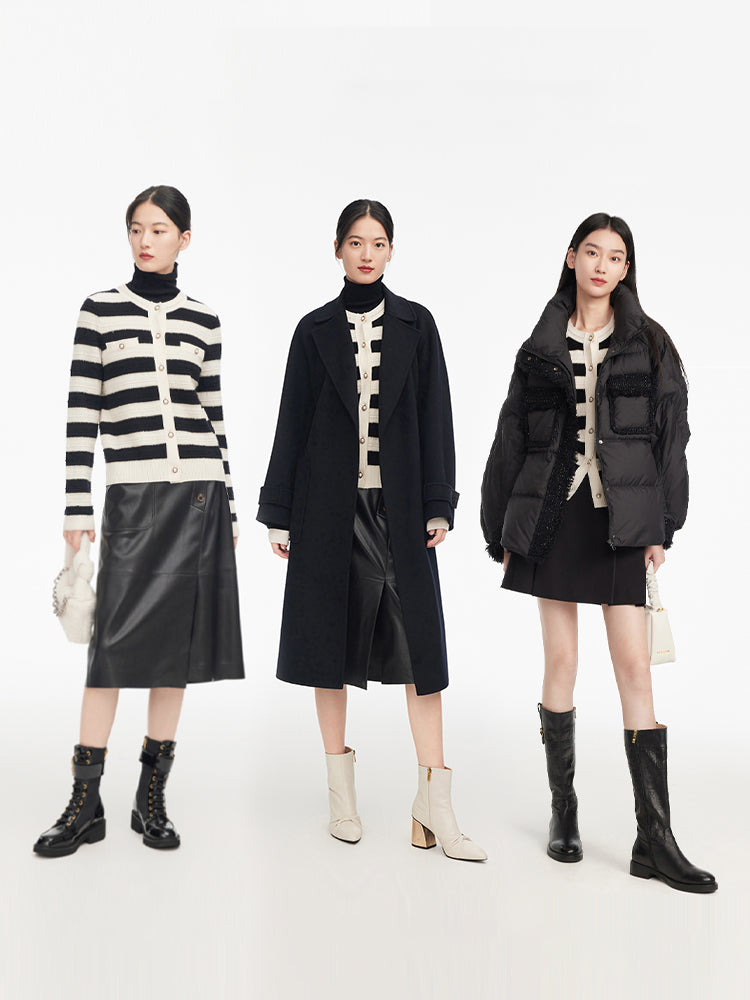 Striped Knitted Cardigan | Black