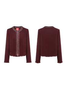 Elegant Pure Wool Coat | Wine Red