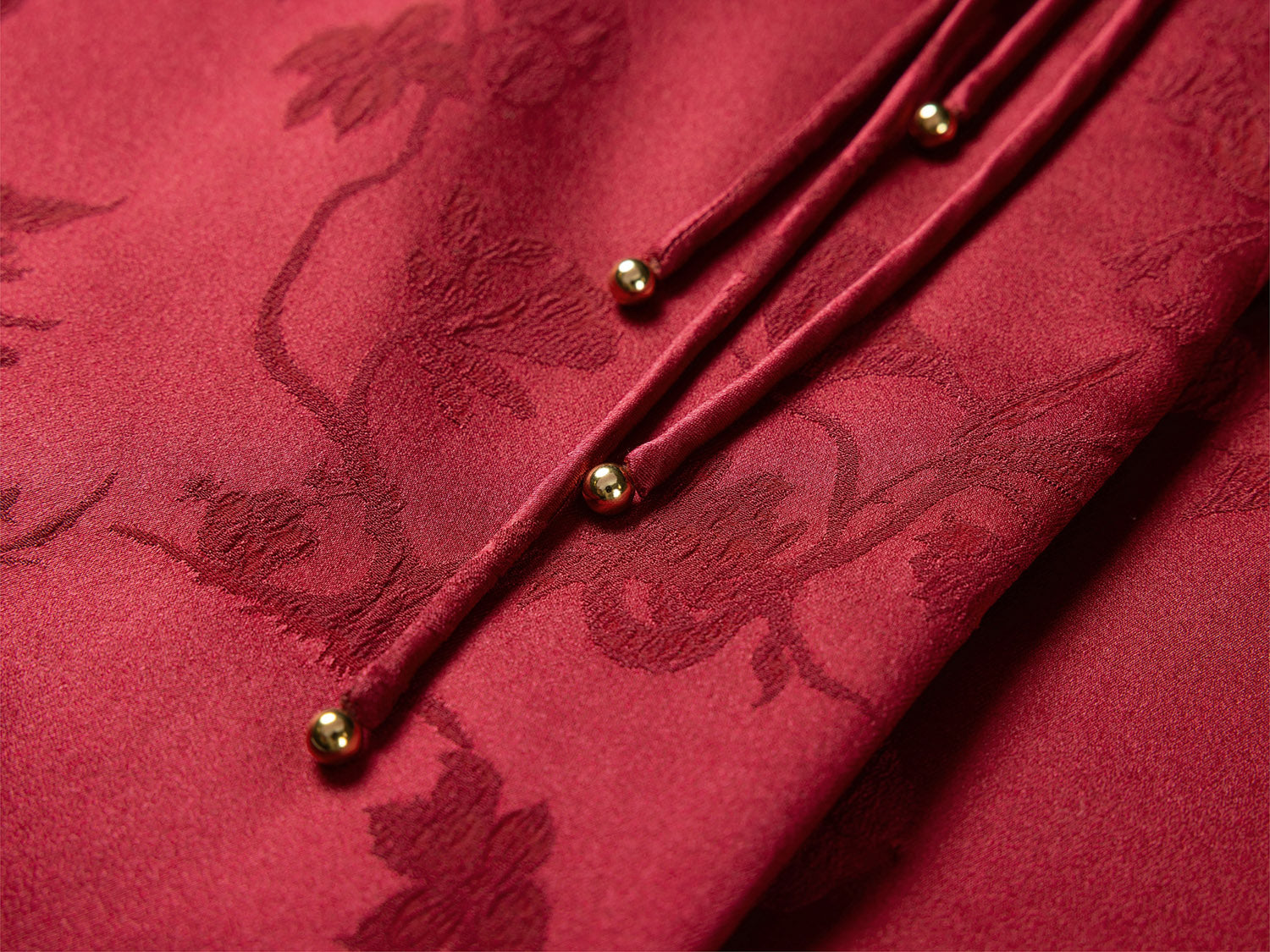 Satin Chinese-style Jacket | Wine Red