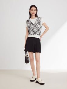 Jacquard Knit Vest | Black