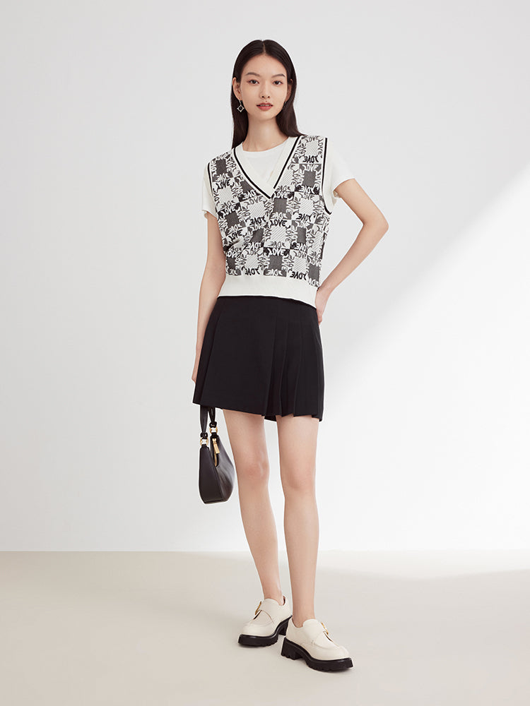 Jacquard Knit Vest | Black