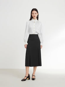 Wool Midi Skirt | Black