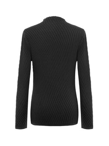 Half-High Collar Knit Top | Black