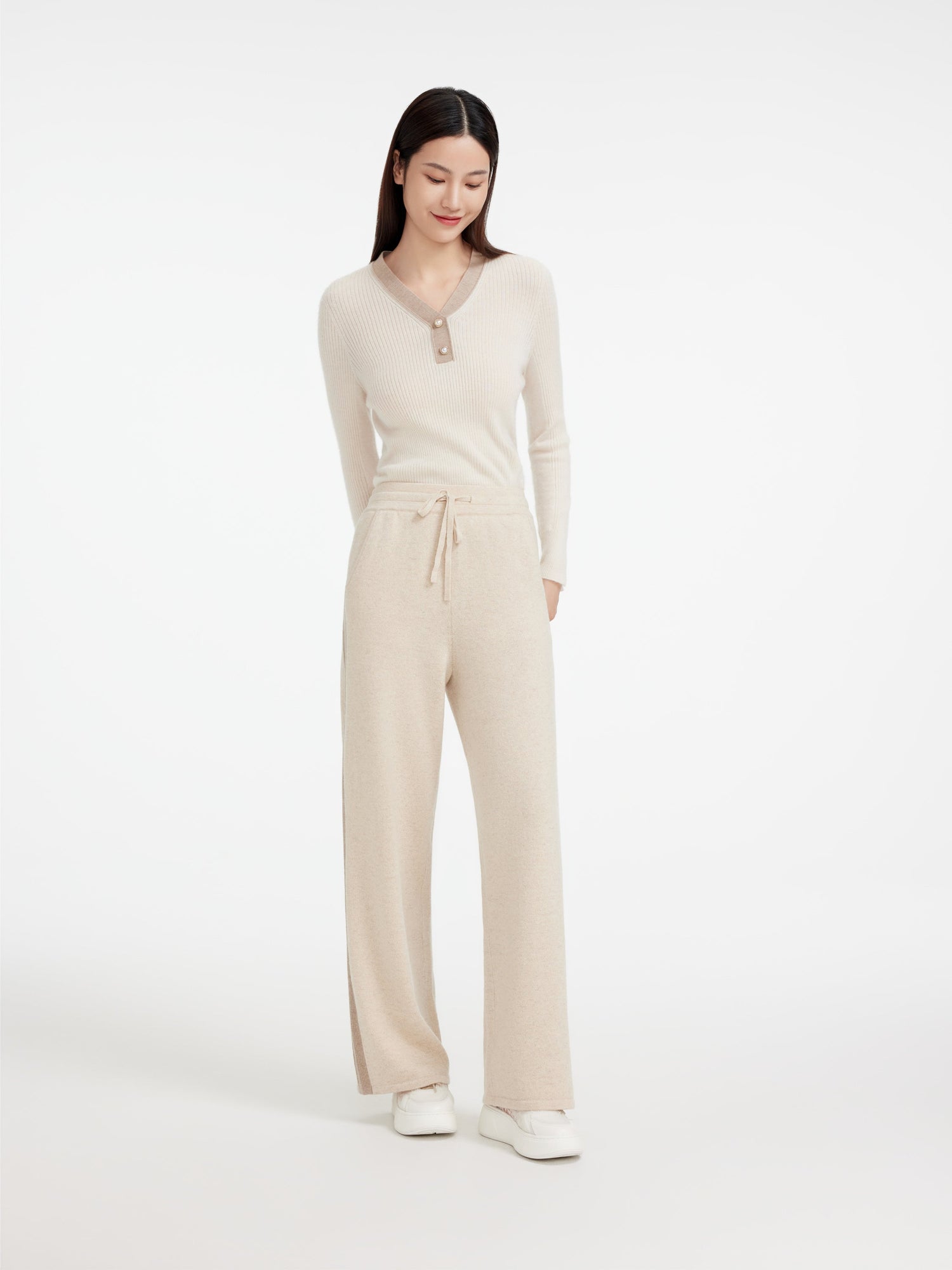 Non-Dyeing Cashmere Knit Pants | Beige