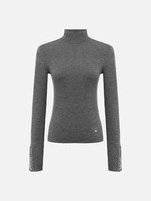 Pure Wool Solid Color Knit Sweater | Grey
