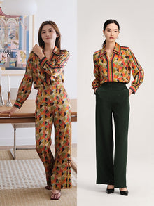 Animal & Geometric Printed Blouse | Green
