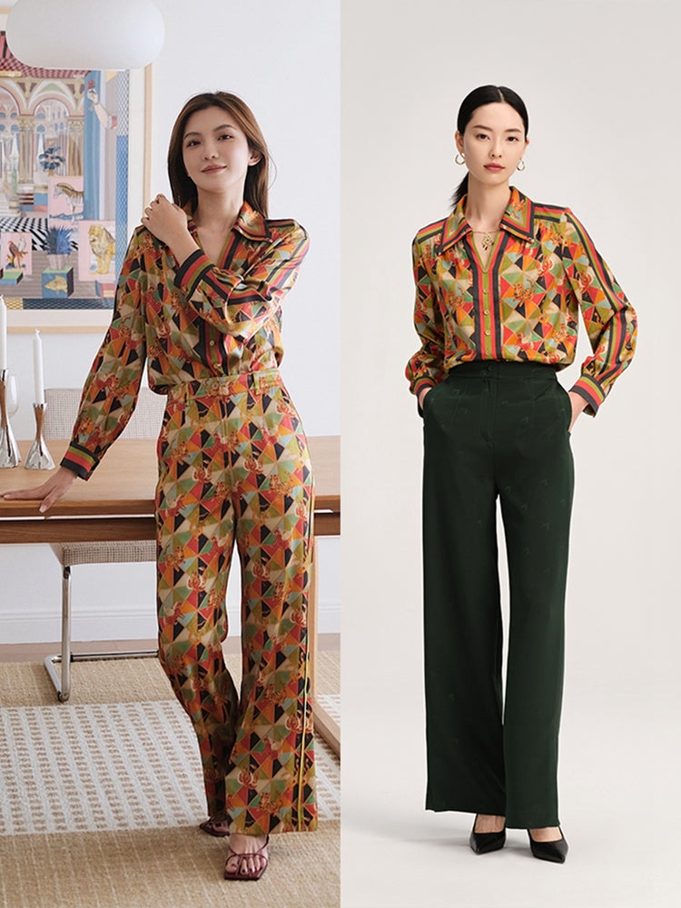 Animal & Geometric Printed Blouse | Green