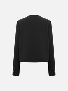 Wool Double-Breasted Blazer | Black