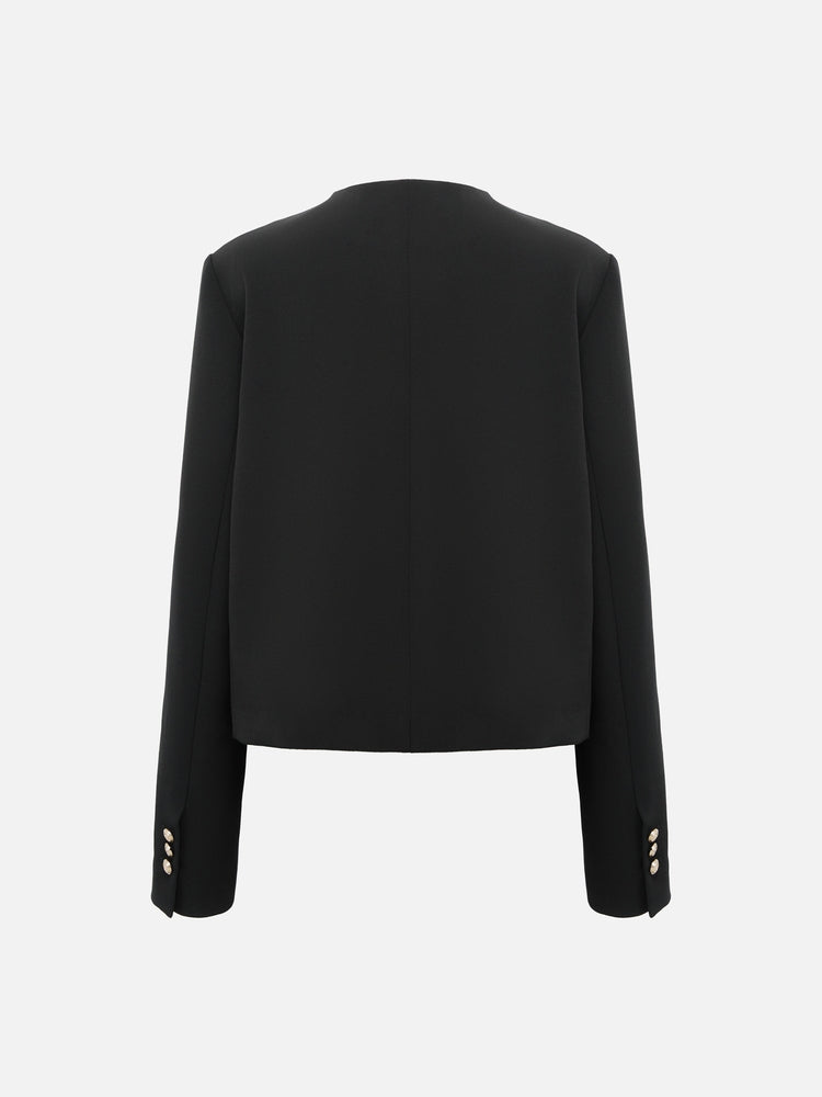 Wool Double-Breasted Blazer | Black