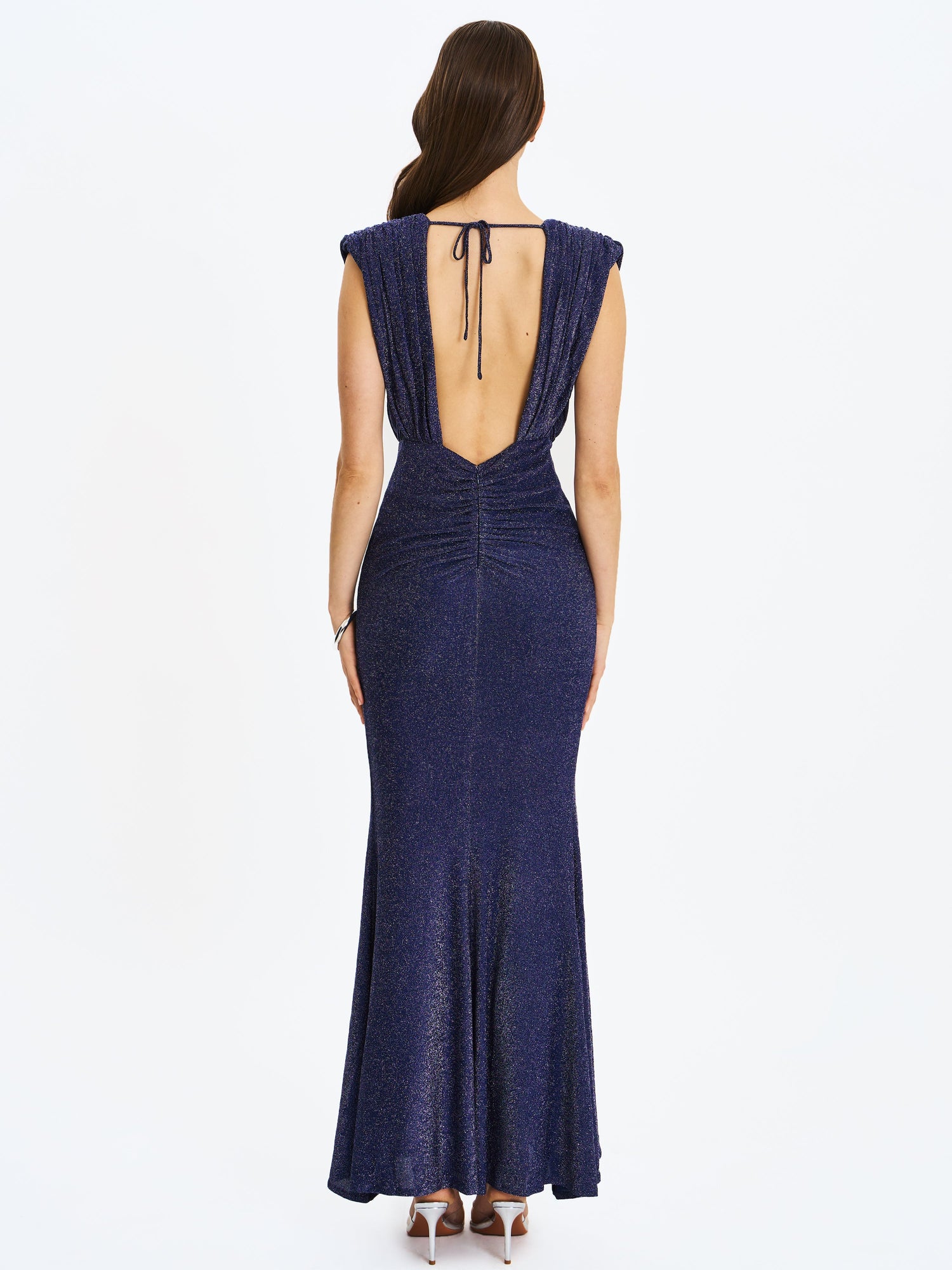 Miss Circle | Terri Sparkle Plunging Backless Maxi Dress