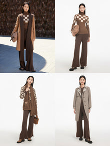 Bootcut Slit-Hem Knit Pants | Brown