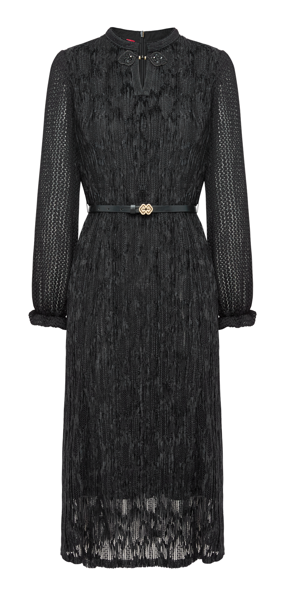 Chinese Style Pleated Little Dress | Black