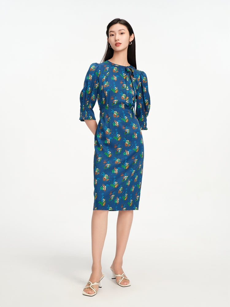 Classic Printed Dress | Blue