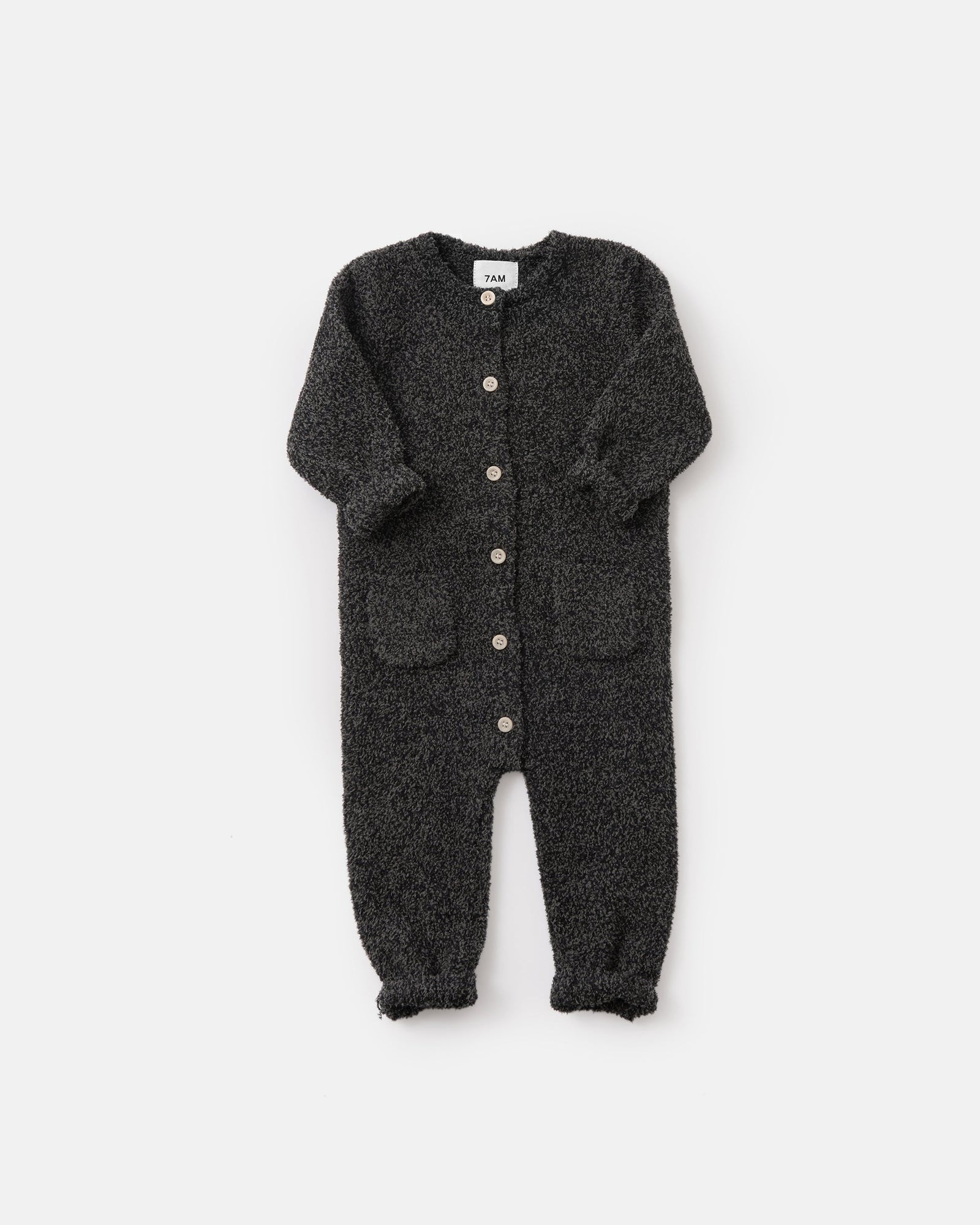Long Sleeve Jumpsuit - Fuzzy | Black Melange
