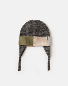 Beanie Ear Flap - Chunky | Black Melange/Multicolor