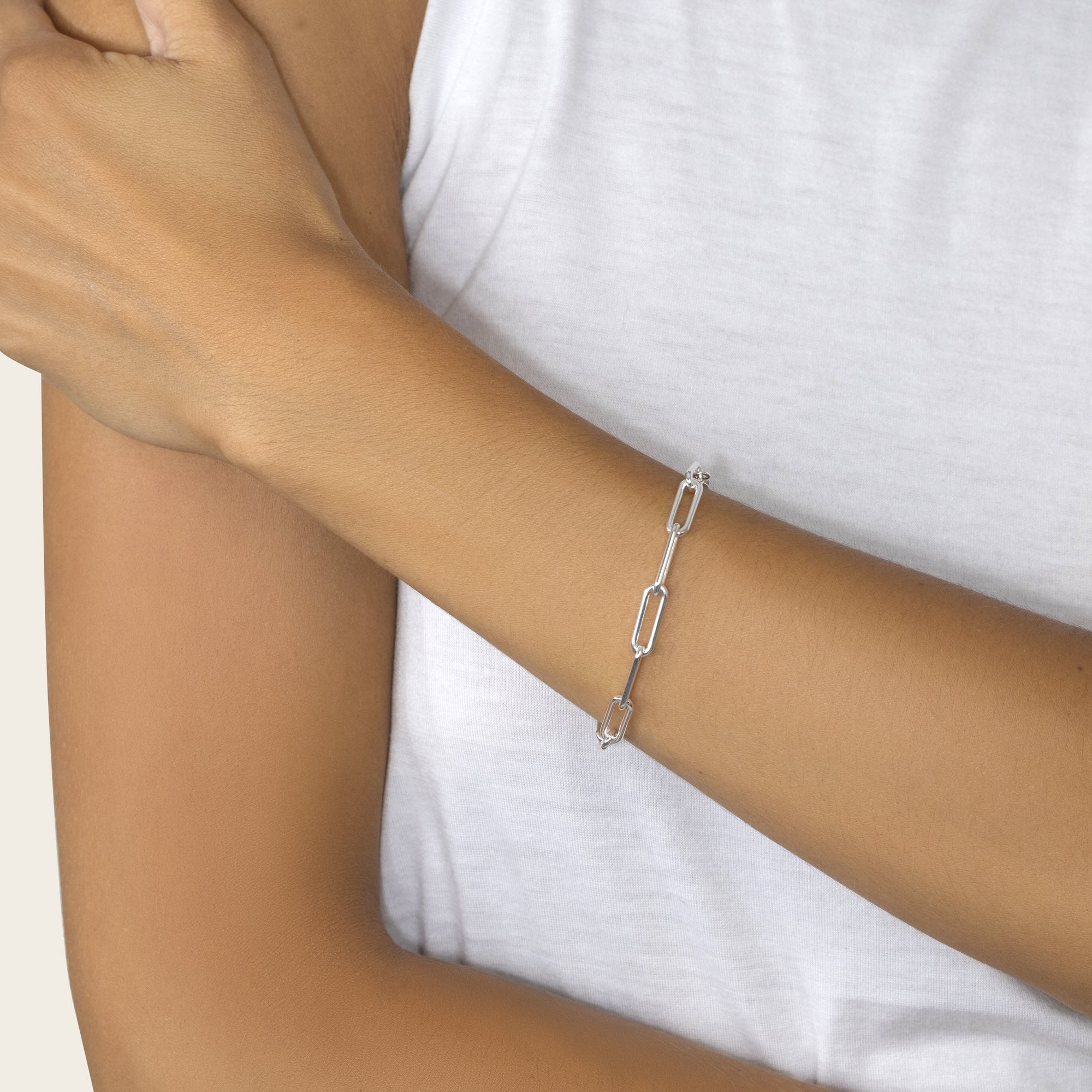 Womens | Large Paperclip Chain Bracelet | Sterling Silver