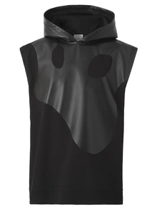 Men | BURBERRY | Monster Graphic Cotton And Lambskin Sleeveless Hoodie | Black