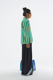 Shirt | Men | Light Yellow x Green Striped