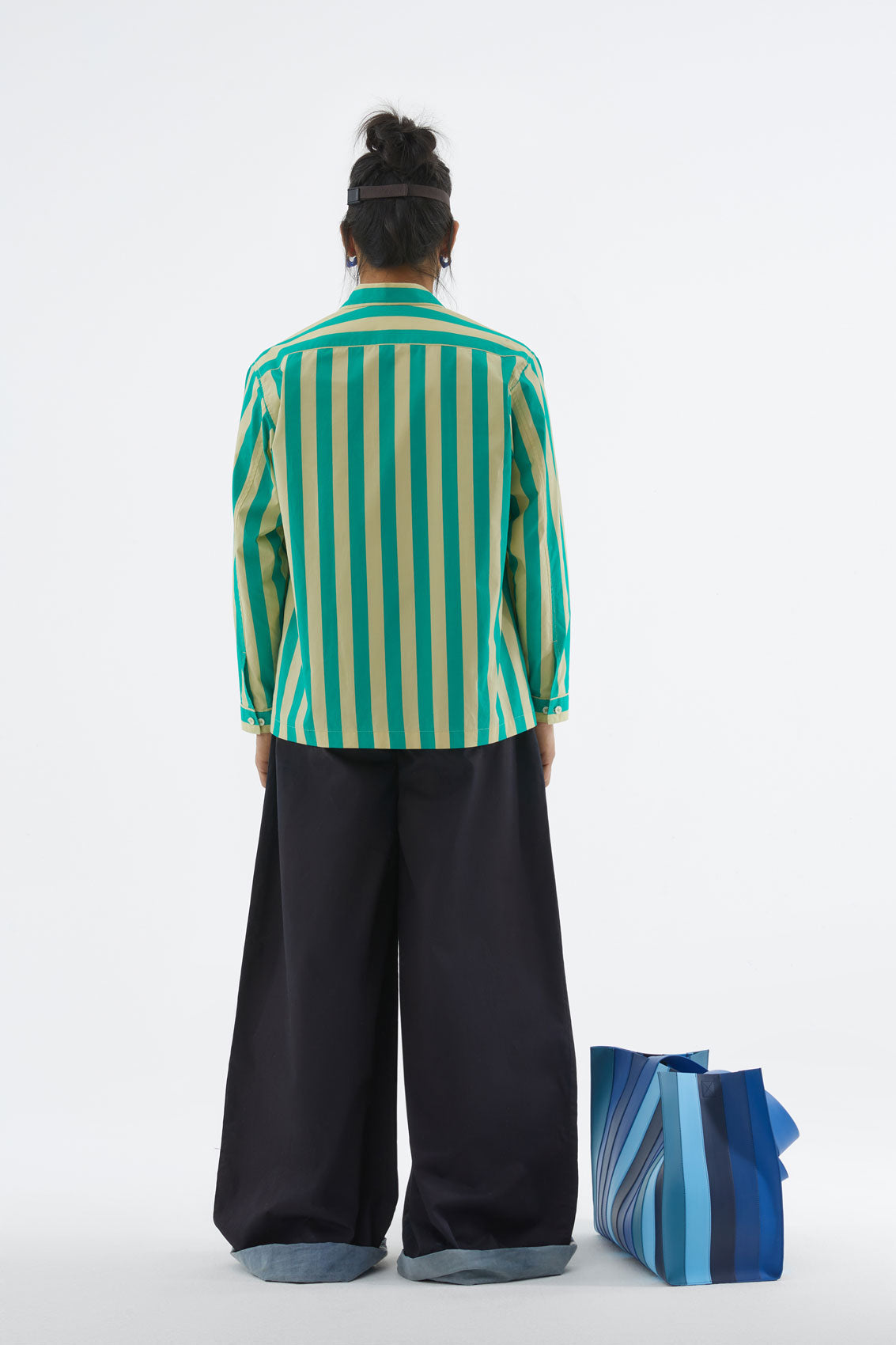 Shirt | Men | Light Yellow x Green Striped