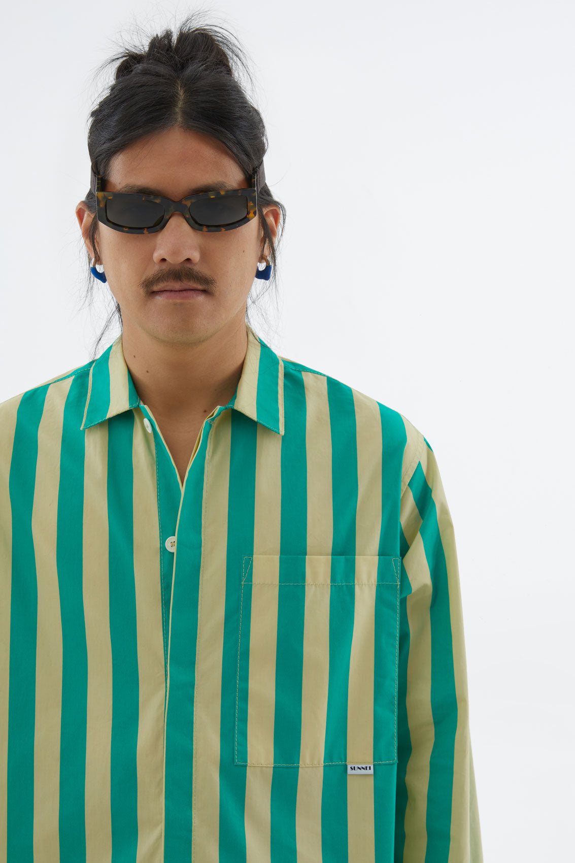 Shirt | Men | Light Yellow x Green Striped