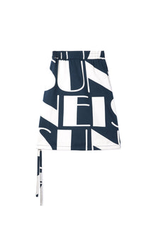 Women | Short Elastic Skirt | Blue and Cream