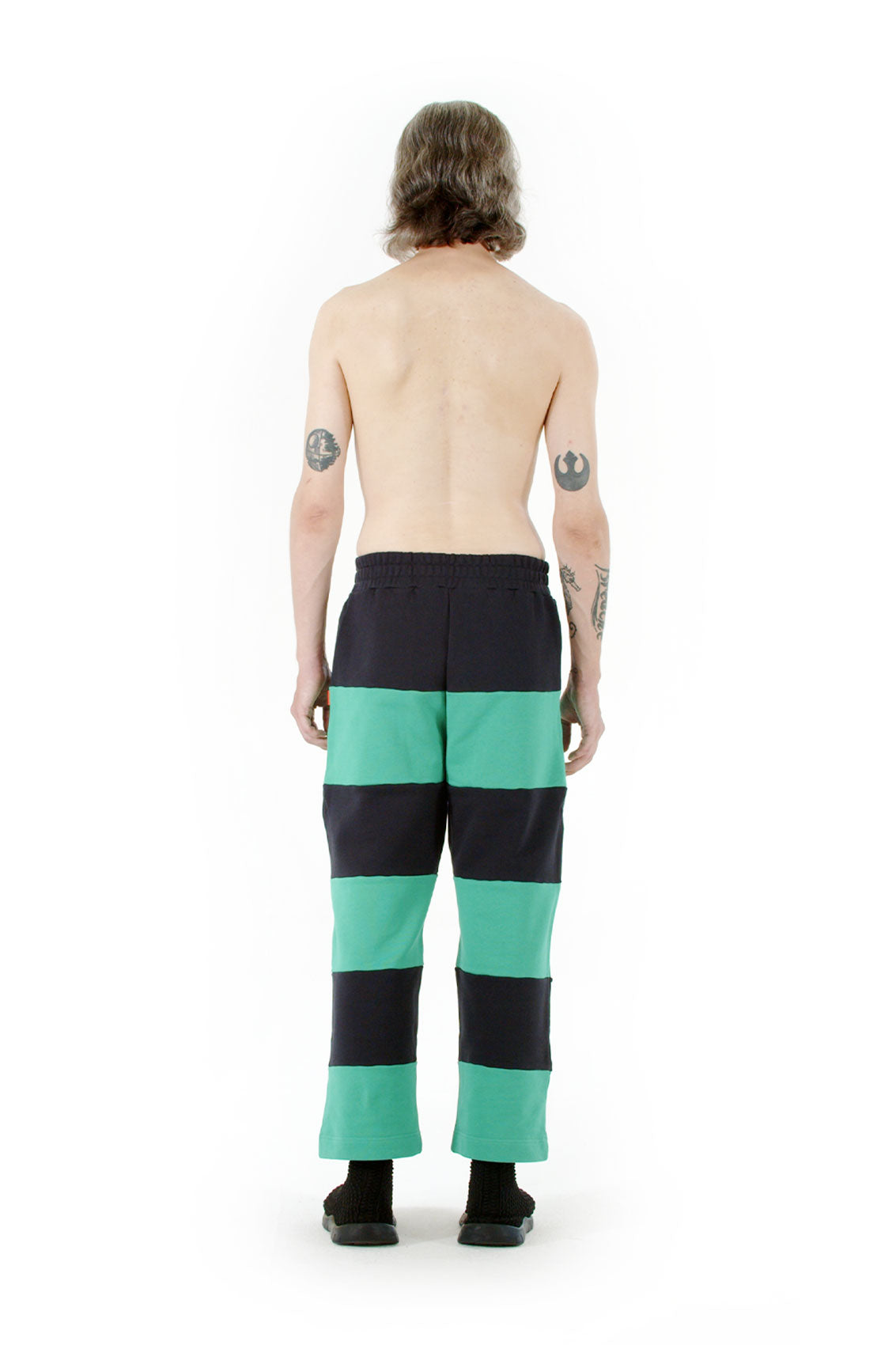 Panel Elastic Pants | Unisex | Green x Midnight Blue