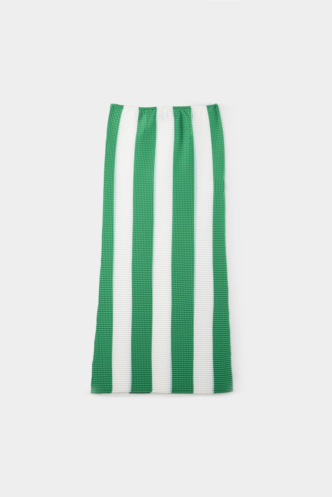 Women | Pleated Long Skirt | Cream and Green Stripes