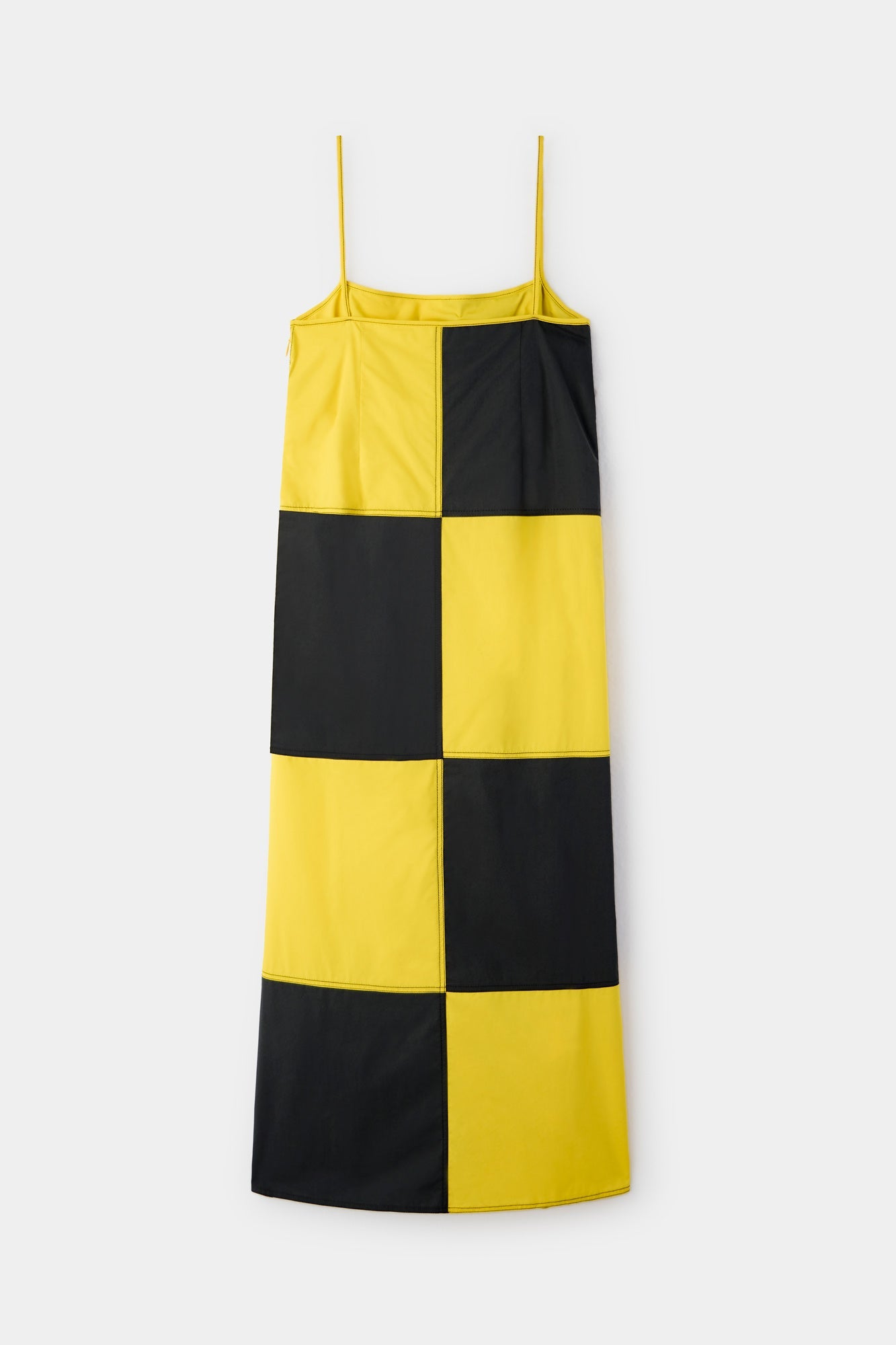 Women | Chess Strap Dress | Petrol Blue and Yellow