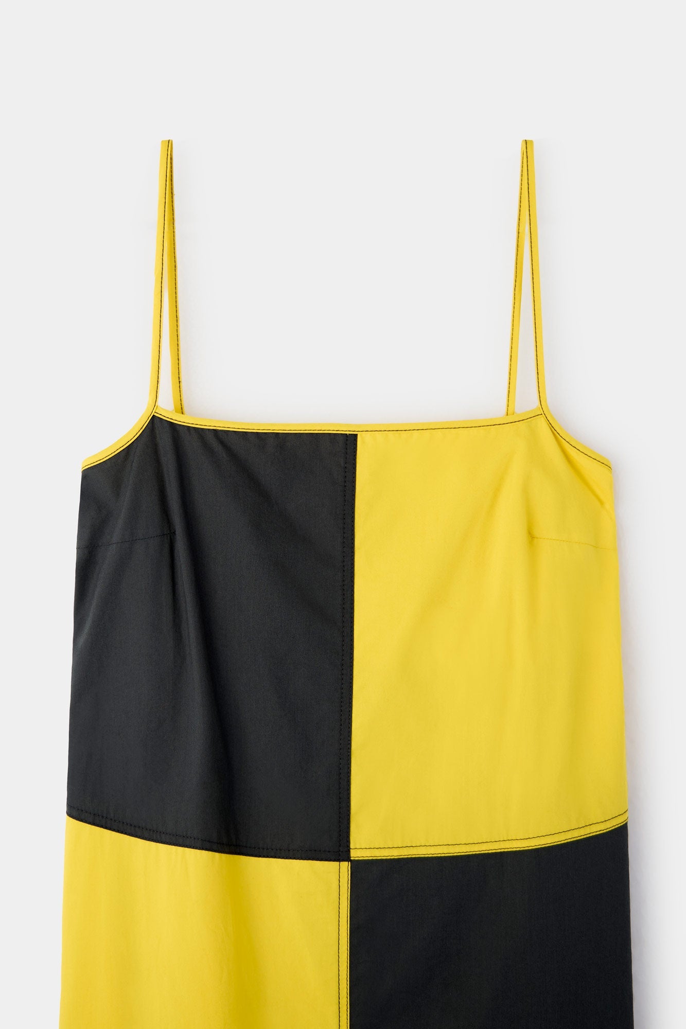 Women | Chess Strap Dress | Petrol Blue and Yellow