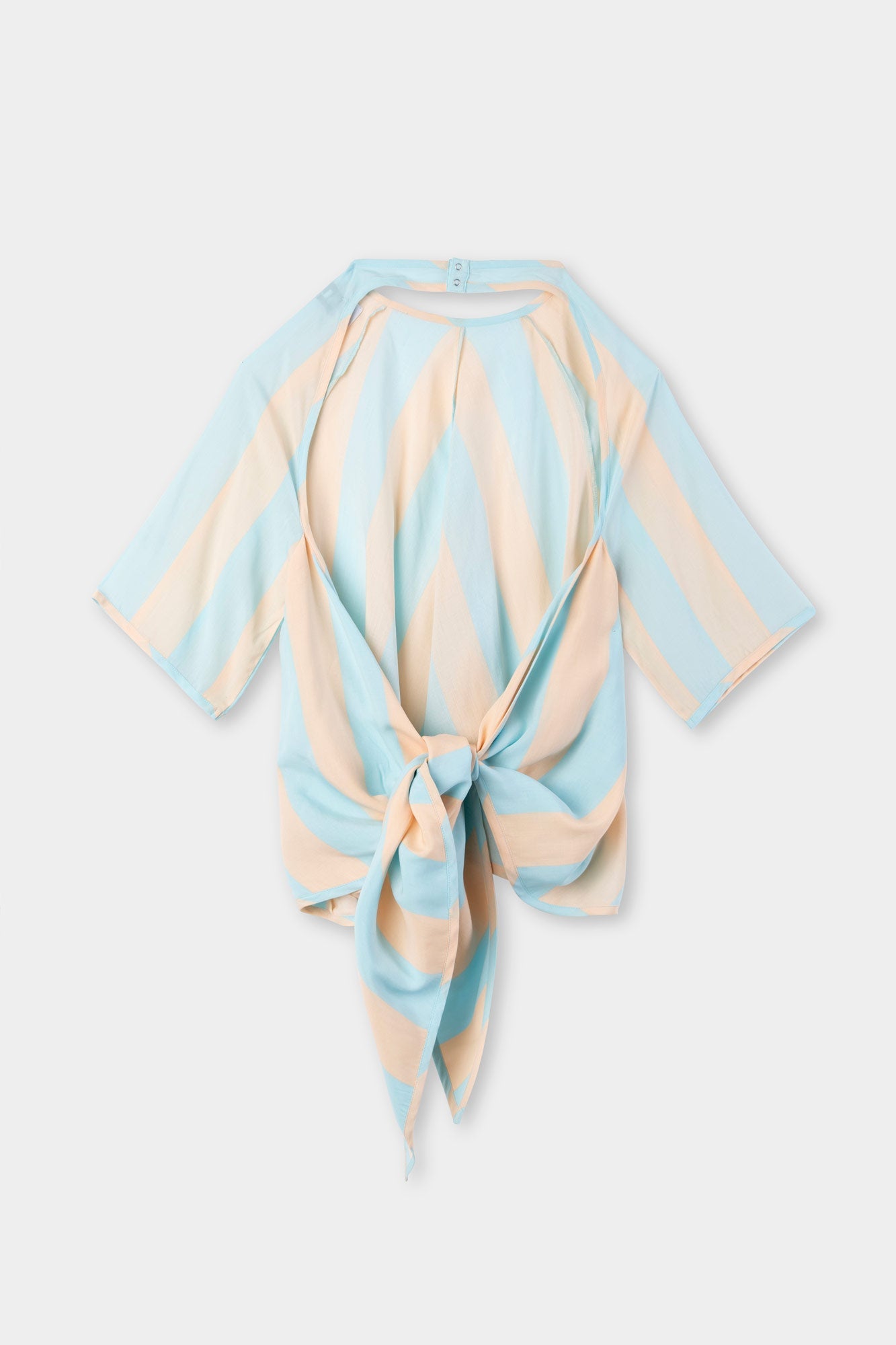 Women | Back Wrap T-Shirt | Pink and Azure Stripes