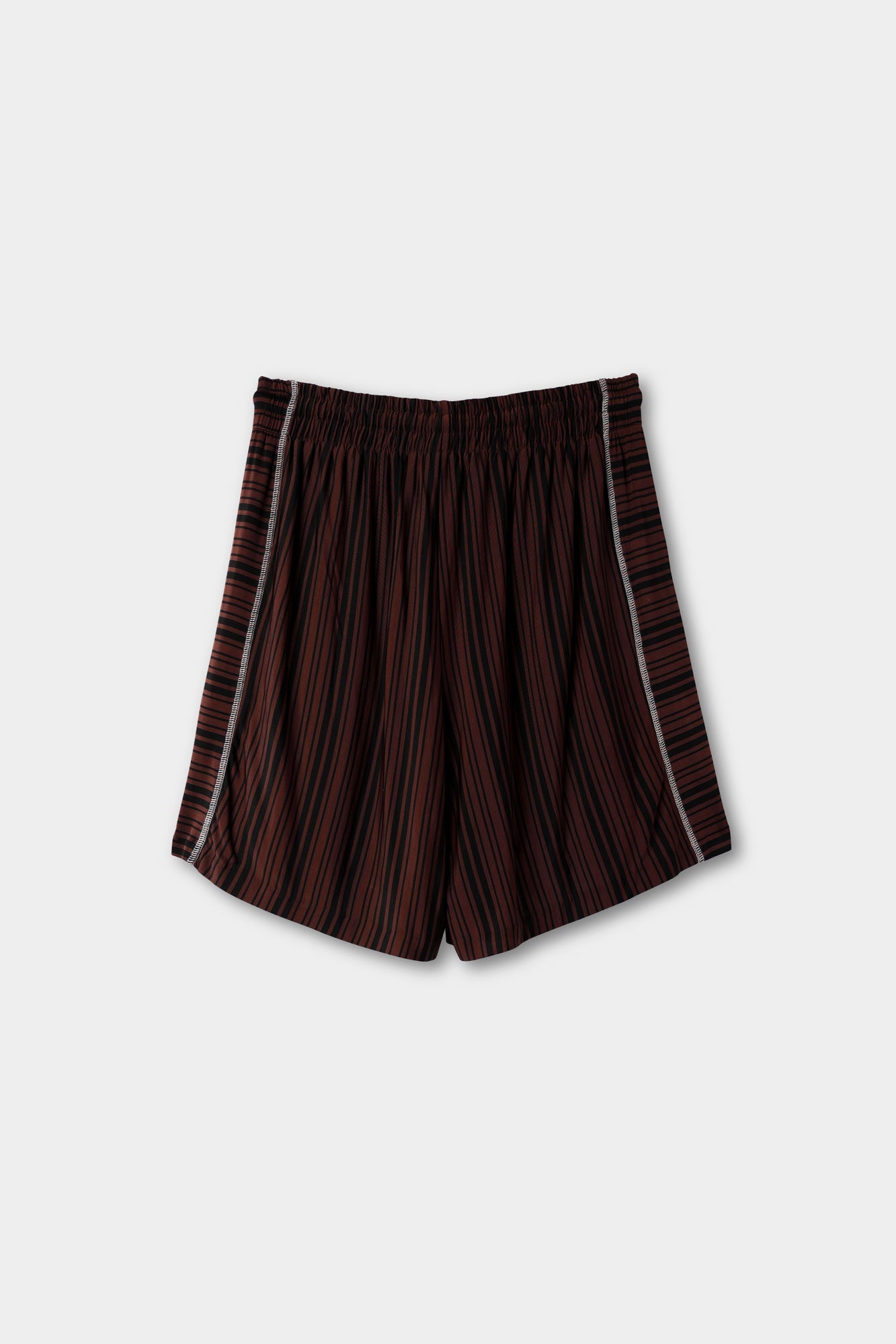 Men | Overlock Elastic Shorts | Black and Brown Stripes