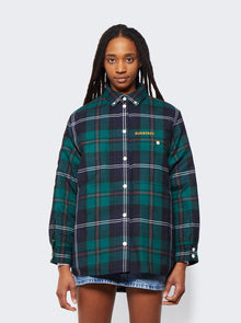 Women | BURBERRY | Embroidered Logo Check Wool Overshirt Dark Viridian Green