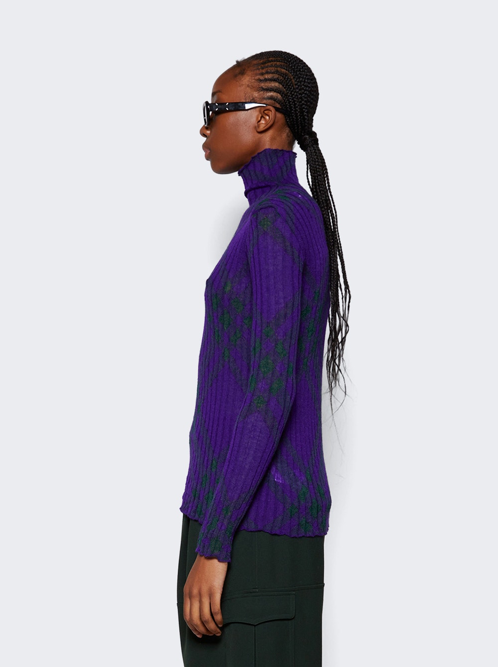 Women | BURBERRY | Check Mohair Blend Sweater | Royal