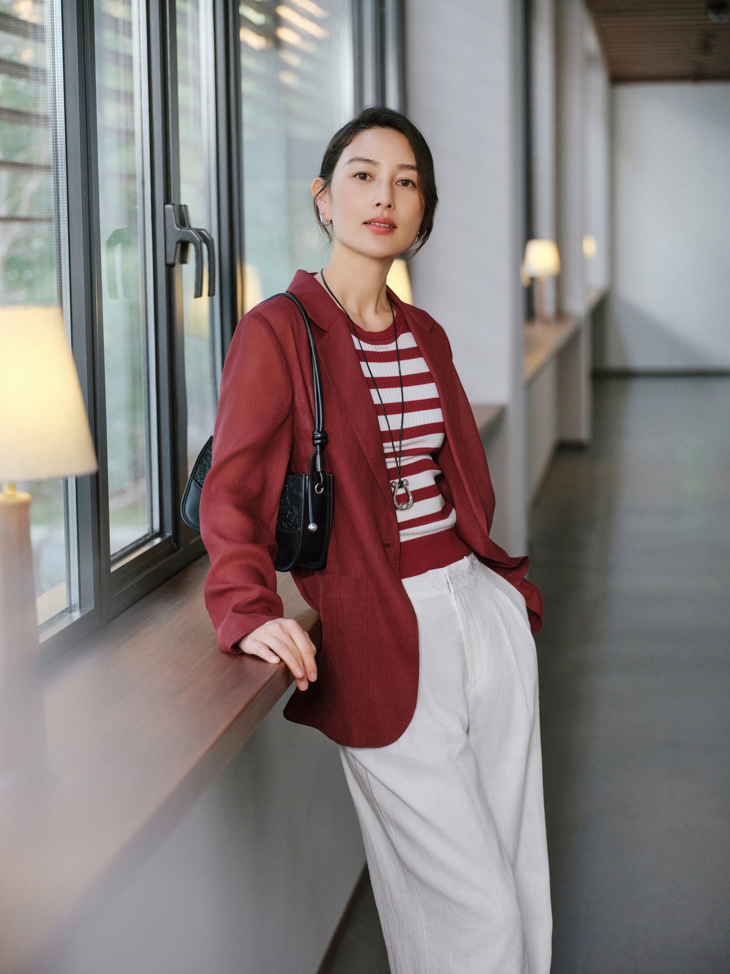 Commuter Lightweight Blazer Coat | Wine Red