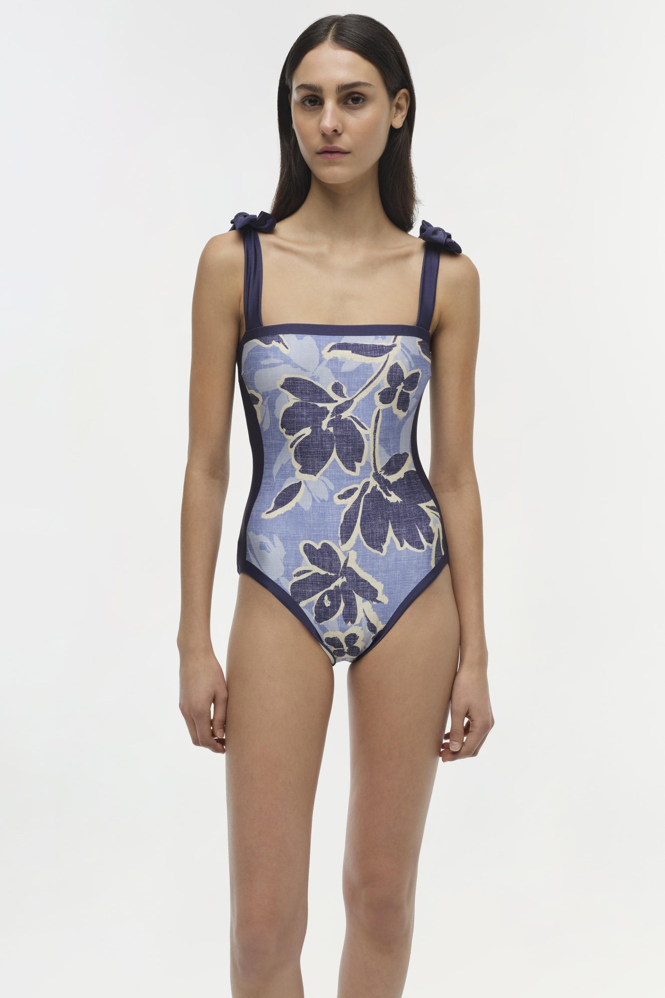 Womens | Bow Swimsuit | Blue Hydrangea Floral
